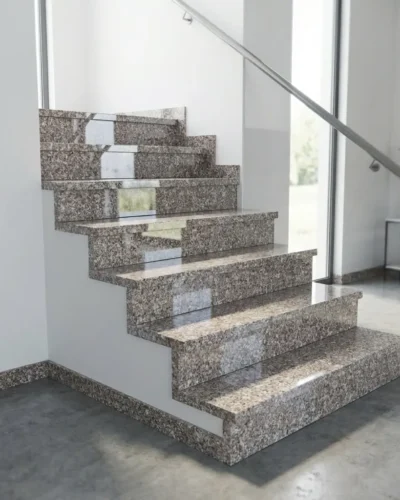 Schody z granitu brąz królewski